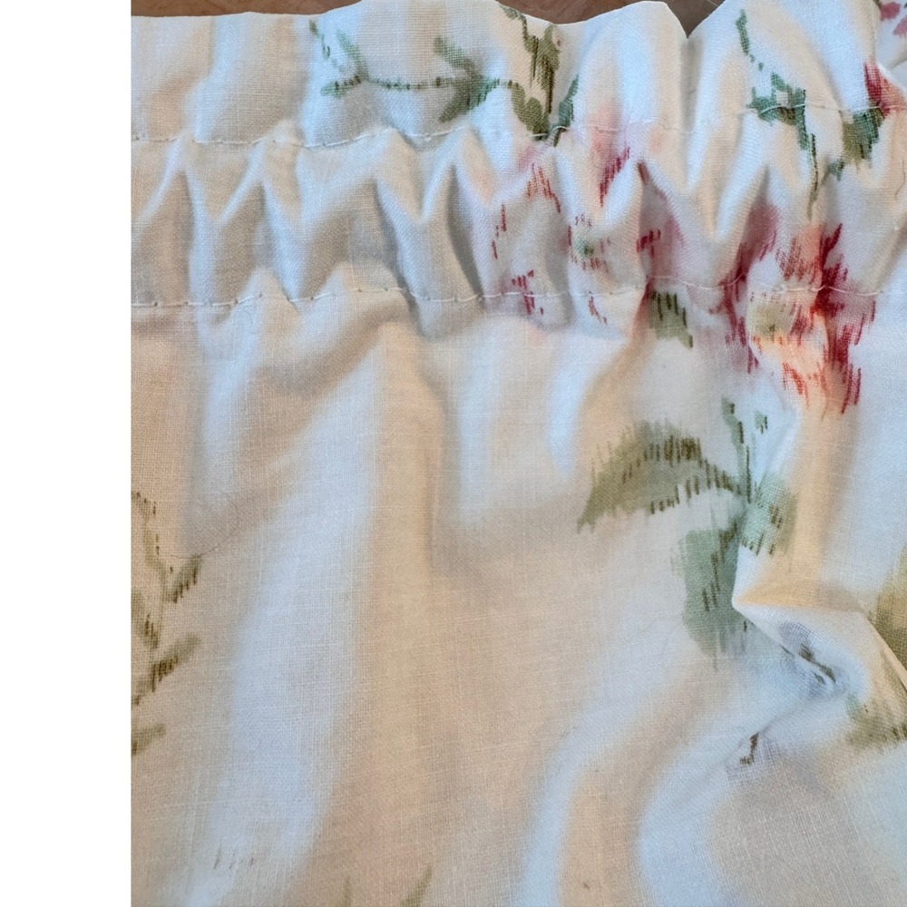 Shabby Chic Floral Kitchen Valance Set Two Rod Pocket Pink Trim Curtain 12' LONG - Picture 5 of 7